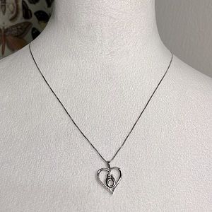 Mother & Child Heart Shaped Sterling Silver Pendant & Necklace